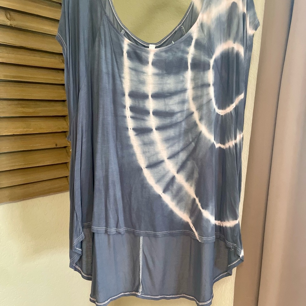 Blue and Pink Tie-Dye Top